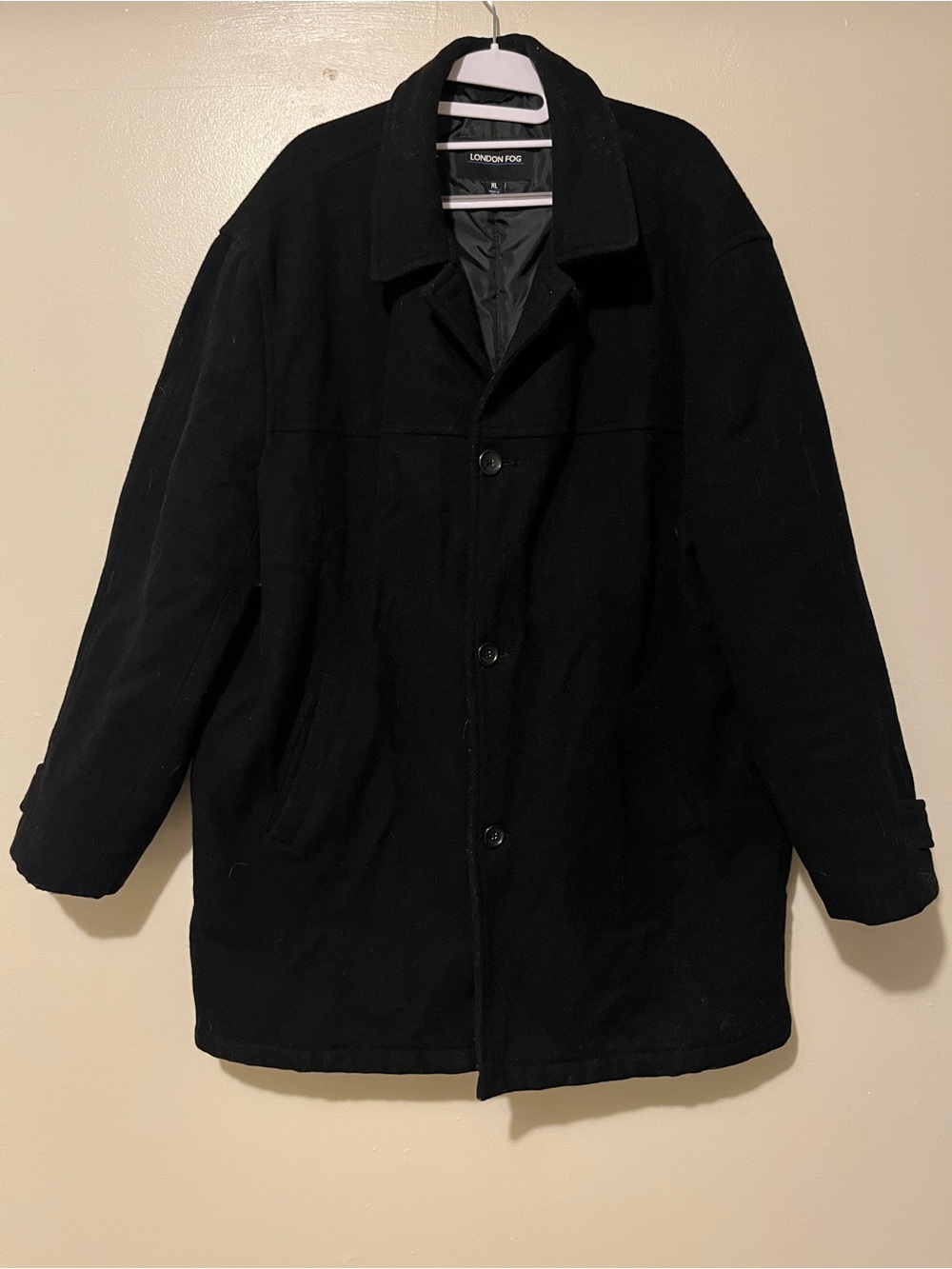 London Fog Men’s Black Wool-Blend Pea Coat
